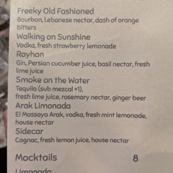 Freekeh - Cocktails menu. Thu dinner 2025-04-24 - Middle Eastern Near Me - San Francisco, California Freekeh - Cocktails menu. Thu dinner 2025-04-24 - Middle Eastern Near Me - San Francisco, California