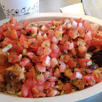 Chipotle Mexican Grill - Chicken bowl. Brown rice, black beans, chicken and lots of pico de gallo. - Mexican Near Me - Placerville, California Chipotle Mexican Grill - Chicken bowl. Brown rice, black beans, chicken and lots of pico de gallo. - Mexican Near Me - Placerville, California