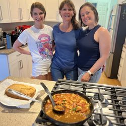 Emily Lane Personal Chef Services - The cooking crew with our shrimp and grits and lemon lavender pound cake