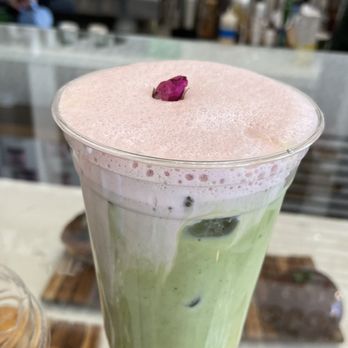 Grinder’s Coffee Bar - Hibiscus matcha latte - Coffee & Tea Near Me - Houston, Texas Grinder’s Coffee Bar - Hibiscus matcha latte - Coffee & Tea Near Me - Houston, Texas