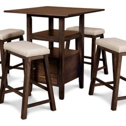 Great American Furniture Warehouse - New 5 pc dining set with padded stools and storage under table!