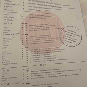 CookHouse - Drink Menu - New American Near Me - Baltimore, Maryland