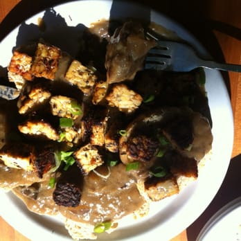 Morning Glory Café - Biscuits with mushroom gravy & tempeh  - So Much Food! For $5.75!!!! - Vegetarian Near Me - Eugene, Oregon