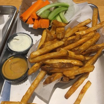 Fire Wings - Davis - Seasoned Fries, celery, and carrots - Chicken Wings Near Me - Davis, California