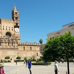 Outside in garden looking towards Cathedral Of Palermo in April 2016