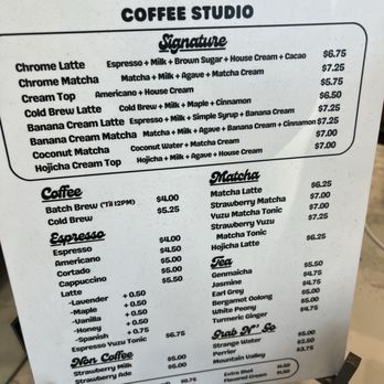 Chrome Coffee Studio - Menu - Coffee & Tea Near Me - Torrance, California