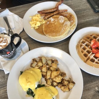 Killian Cafe & Grill - Waffles with berries, eggs and pancakes and eggs Benedict and a latte! - Breakfast & Brunch Near Me - Miami, Florida Killian Cafe & Grill - Waffles with berries, eggs and pancakes and eggs Benedict and a latte! - Breakfast & Brunch Near Me - Miami, Florida