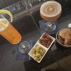 Rowes Wharf Bar - Boston Harbor Hotel - Champagne cocktail, Whiskey punch, and bar treats