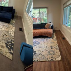 Right This Way Flooring - Before and after of living room with furniture