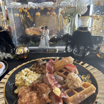 Fat Boys - chicken sausage,fried chicken and waffles, bacon, Scrambled eggs, Country potatoes - Food Trucks Near Me Fat Boys - chicken sausage,fried chicken and waffles, bacon, Scrambled eggs, Country potatoes - Food Trucks Near Me