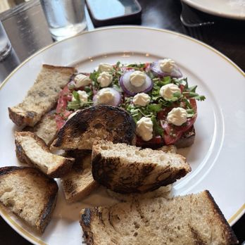 Guard and Grace Modern Steakhouse - Texas Heirloom Tomato Tartine - I added sourdough bread - New American Near Me - Houston, Texas Guard and Grace Modern Steakhouse - Texas Heirloom Tomato Tartine - I added sourdough bread - New American Near Me - Houston, Texas