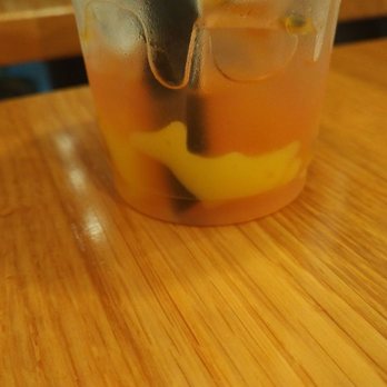 Teaspoon - Flamingo (real watermelon and passionfruit juice) with passionfruit jelly dolphins - closeup of one of the dolphin jellies - Bubble Tea Near Me - Santa Clara, California Teaspoon - Flamingo (real watermelon and passionfruit juice) with passionfruit jelly dolphins - closeup of one of the dolphin jellies - Bubble Tea Near Me - Santa Clara, California