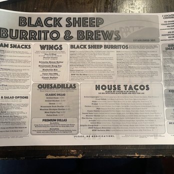 Black Sheep Burrito and Brews - Menu - Mexican Near Me - Charleston, West Virginia