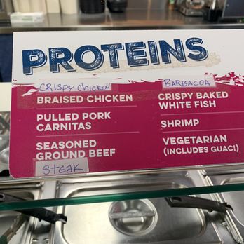 Taco Del Mar - Protein options, Wednesday 17 September 2025. - Mexican Near Me - Lynnwood, Washington
