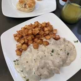 Chicken fried steak and eggs Chicken fried steak and eggs