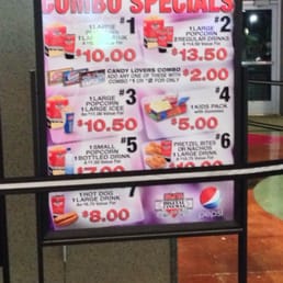Current Concession Stand combos and prices. Current Concession Stand combos and prices.