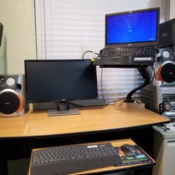 Mount-It - Setup with laptop raised. The unit can be brought closer so that I can work from a standing position.