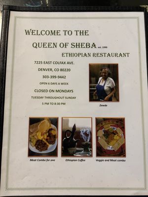 Menu photo 1 Queen of Sheba Denver, CO