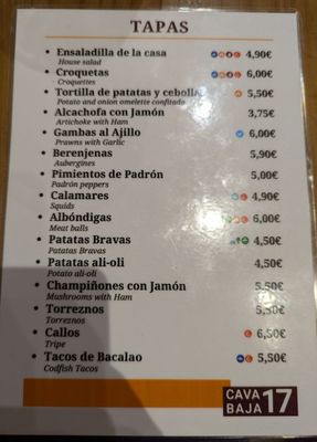 Menu photo 1 Cava Baja 17 Madrid, M Menu photo 1 Cava Baja 17 Madrid, M