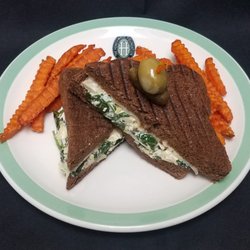 Eugenia's Restaurant - Spinach & Artichoke on Pumpernickel Bread!