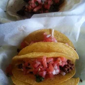 Taco Lucas - My usual order. Three regular tacos, one taco Carne Asada, no lettuce, but Pico de Gallo on everything. Yummmm - Mexican Near Me - Alexandria, Virginia