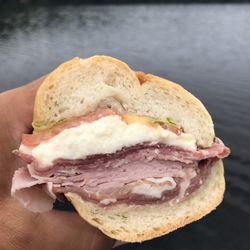 Lepore's Italian Market - Half of a medium Sicilian. Trust me the bread looked small but it's packed with goodness. It's thick and dense, it will fill you
