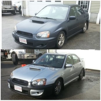 DipStarz - Subaru impreza STI dipped matte black with Canadien blue micro flake - Body Shops Near Me - Uxbridge, Massachusetts