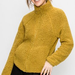 Bless Beauty - FULL ZIP RAGLAN SLEEVE SHERPA FLEECE WITH POCKET