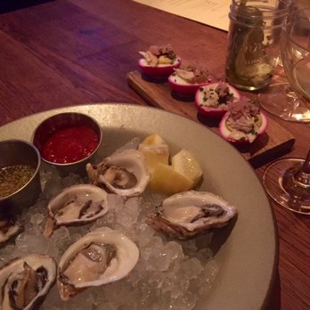 Finch & Fork - Deviled eggs and oysters for appetizers. - New American Near Me - Santa Barbara, California