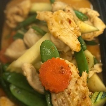 Thai Chili Basil - Chicken Massaman Curry: Chicken with potato, onion, pea, carrot, pepper, roasted peanut - Thai Near Me - Melrose, Massachusetts Thai Chili Basil - Chicken Massaman Curry: Chicken with potato, onion, pea, carrot, pepper, roasted peanut - Thai Near Me - Melrose, Massachusetts