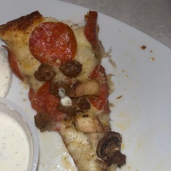 Dalia's Pizza - Fav Pizza to Order for Delivery  Alfredo pizza with sausage chicken mushrooms & pepperoni - Italian Near Me - Rancho Cucamonga, California