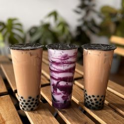 Tobi’s Tea - Hojicha Milk Tea Ube Latte Jasmine Milk Tea