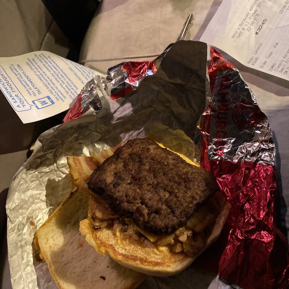 Wendy's - That dried out disgusting beef patty n cheese sandwich that looked like yesterday's sausage...yuck - Burgers Near Me - Waldo, Florida Wendy's - That dried out disgusting beef patty n cheese sandwich that looked like yesterday's sausage...yuck - Burgers Near Me - Waldo, Florida