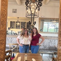 Cute atmosphere and our table with a friend