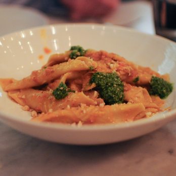 SRV Boston - Garganelli. N’duja-carrot sugo, pea green pesto. Best dish of the evening. Perfectly cooked. N'duja added a spicy note. - Italian Near Me - Boston, Massachusetts SRV Boston - Garganelli. N’duja-carrot sugo, pea green pesto. Best dish of the evening. Perfectly cooked. N'duja added a spicy note. - Italian Near Me - Boston, Massachusetts