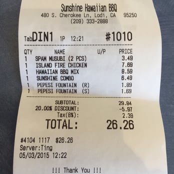 Sunshine Hawaiian BBQ - Reasonable for all we ordered - Hawaiian Near Me - Lodi, California Sunshine Hawaiian BBQ - Reasonable for all we ordered - Hawaiian Near Me - Lodi, California