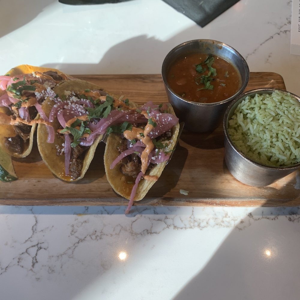 Local Lime | Rogers - Carnitas tacos with 2 sides - cilantro rice and drunken baked beans. - Mexican Near Me - Rogers, Arkansas Local Lime | Rogers - Carnitas tacos with 2 sides - cilantro rice and drunken baked beans. - Mexican Near Me - Rogers, Arkansas