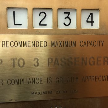 City Suites Hotel Chicago - 3 person limit in the elevator - Interesting because it also says 2000 pound max limit? - Hotels Near Me - Chicago, Illinois