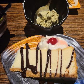 Kumo Sushi - Cheese cake and green tea ice cream - Sushi Bars Near Me - Houston, Texas Kumo Sushi - Cheese cake and green tea ice cream - Sushi Bars Near Me - Houston, Texas