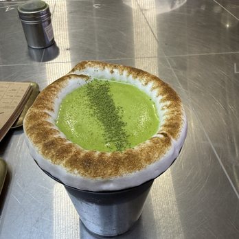 HeyTea - Black tea, pistachio cold foam, with a marshmallow rim - Bubble Tea Near Me - New York, New York