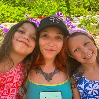 Granlibakken Tahoe - Three of my Beautiful nieces at the Breakfast lounge eating Alfresco style nature all around us - Ski Resorts Near Me - Tahoe City, California