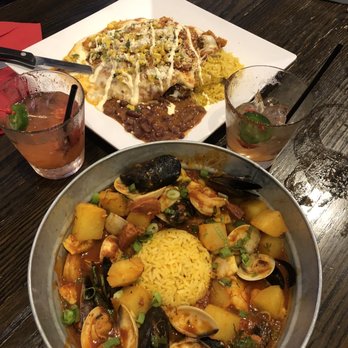 Baja 328 - Paella, brisket burrito and strawberry jalapeño margarita. - Cocktail Bars Near Me - Beacon, New York Baja 328 - Paella, brisket burrito and strawberry jalapeño margarita. - Cocktail Bars Near Me - Beacon, New York