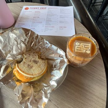 Penny Drip - Sausage, Egg & Cheese English Muffin Cowboy Coffee - Barbershop - Coffee & Tea Near Me - Fort Wayne, Indiana