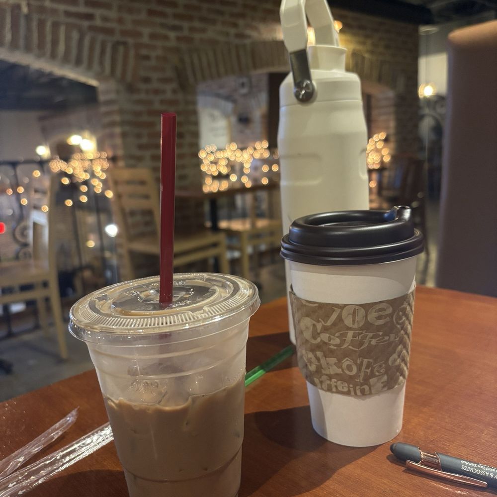(left) iced mocha , (right) rose latte (left) iced mocha , (right) rose latte