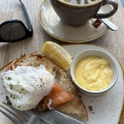 Moksha Caffe - The poached eggs were perfect for me: cooked just enough so it doesn't run all over the place when cut but still very soft