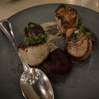 Aba - Diver Scallops with Fig - Mediterranean Near Me - Austin, Texas Aba - Diver Scallops with Fig - Mediterranean Near Me - Austin, Texas