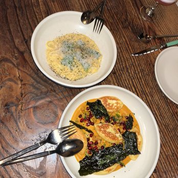 Rich Table - Tonnarelli, Sea Urchin Cacio E Pepe, Idiazabal; ricotta dumplings, honeynut squash, crispy kale, pomegranate - New American Near Me - San Francisco, California