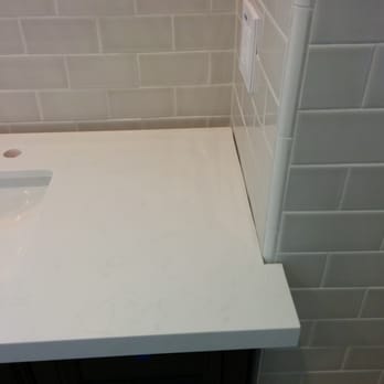 Picasso Porcelain Stone - Before / right off the truck and onto the vanity. notice the gaps at the corner and against the wall. - Countertop Installation Near Me - San Francisco, California Picasso Porcelain Stone - Before / right off the truck and onto the vanity. notice the gaps at the corner and against the wall. - Countertop Installation Near Me - San Francisco, California