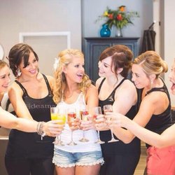 Pure A Salon - Bridal party hair! They made her day super special. Bride hair by Alyssa. Bridesmaids by Nina. Photo by Joel Thomas Photography.