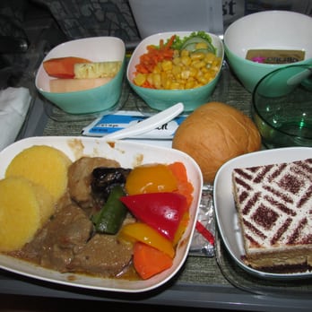 EVA Air - Pork with some kind of sponge cake - it was yummy. - Airlines Near Me - El Segundo, California